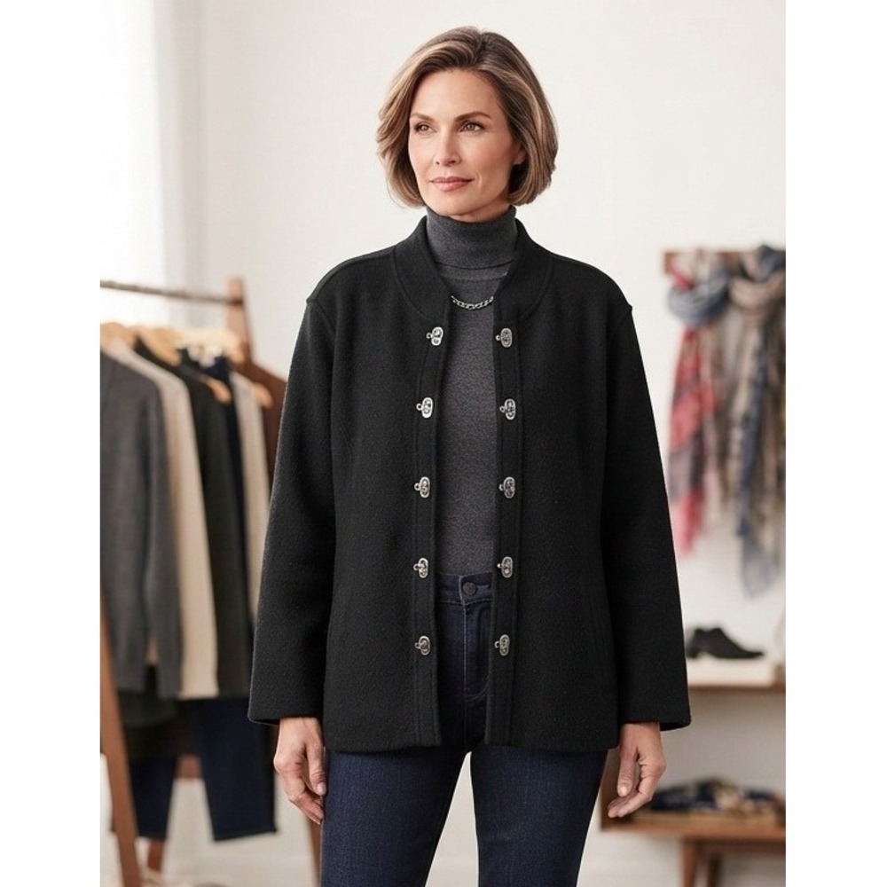 Talbots Boiled Wool Jacket Metal Toggleโ Woman Petites 3X Charcoal Gray Y2K 90s